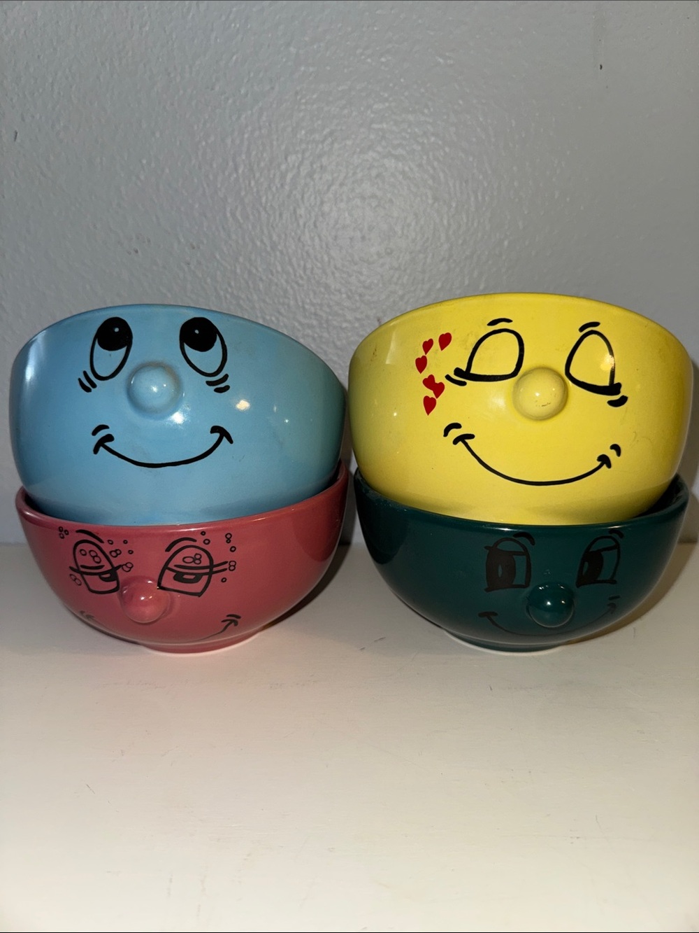 Vintage Livingware Collection / Dolce Vita 3D Funny Face Ceramic Bowls